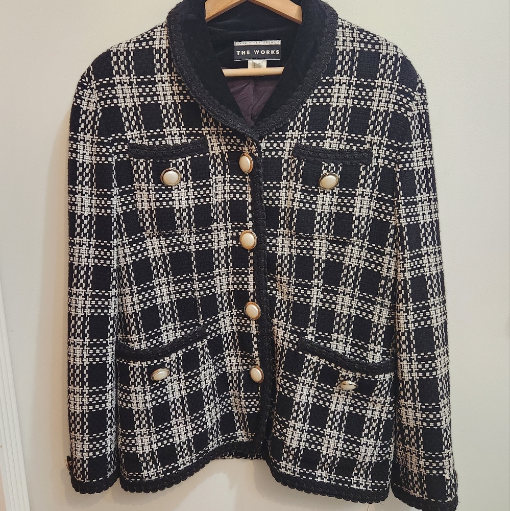 Vintage Saks Fifth Avenue Works Tweet Blazer Size 8